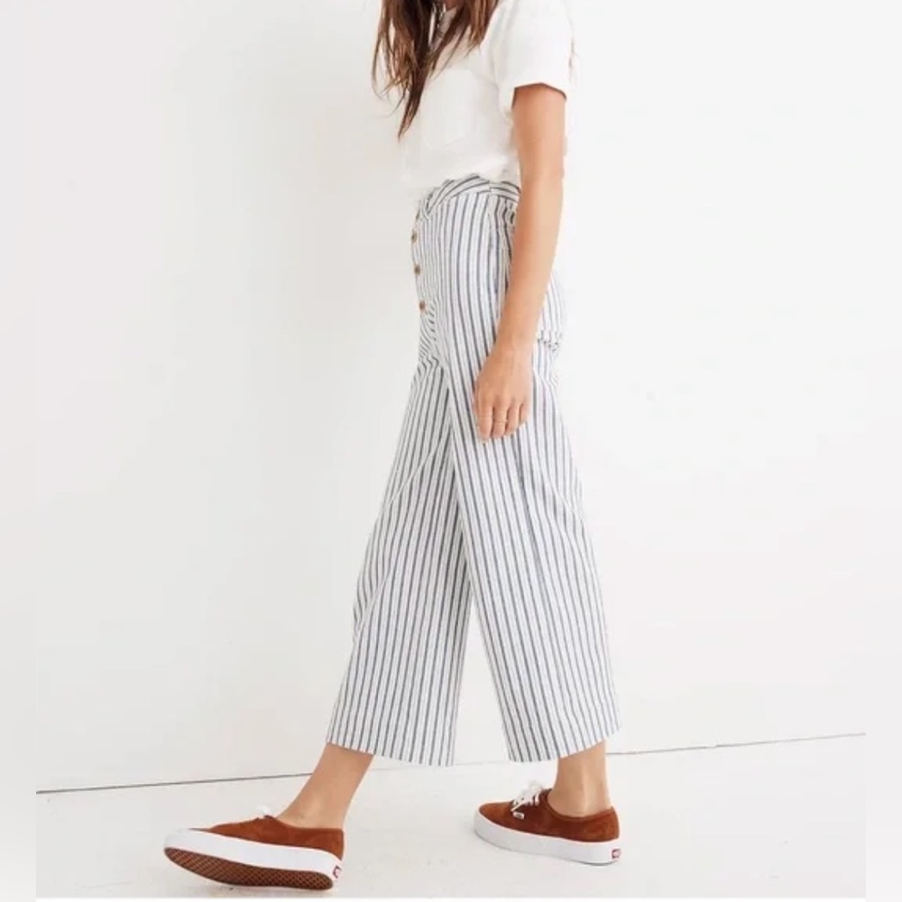 Madewell Emmett Wide-Leg Crop Pants in Blue Stripe: Button front edition (25)